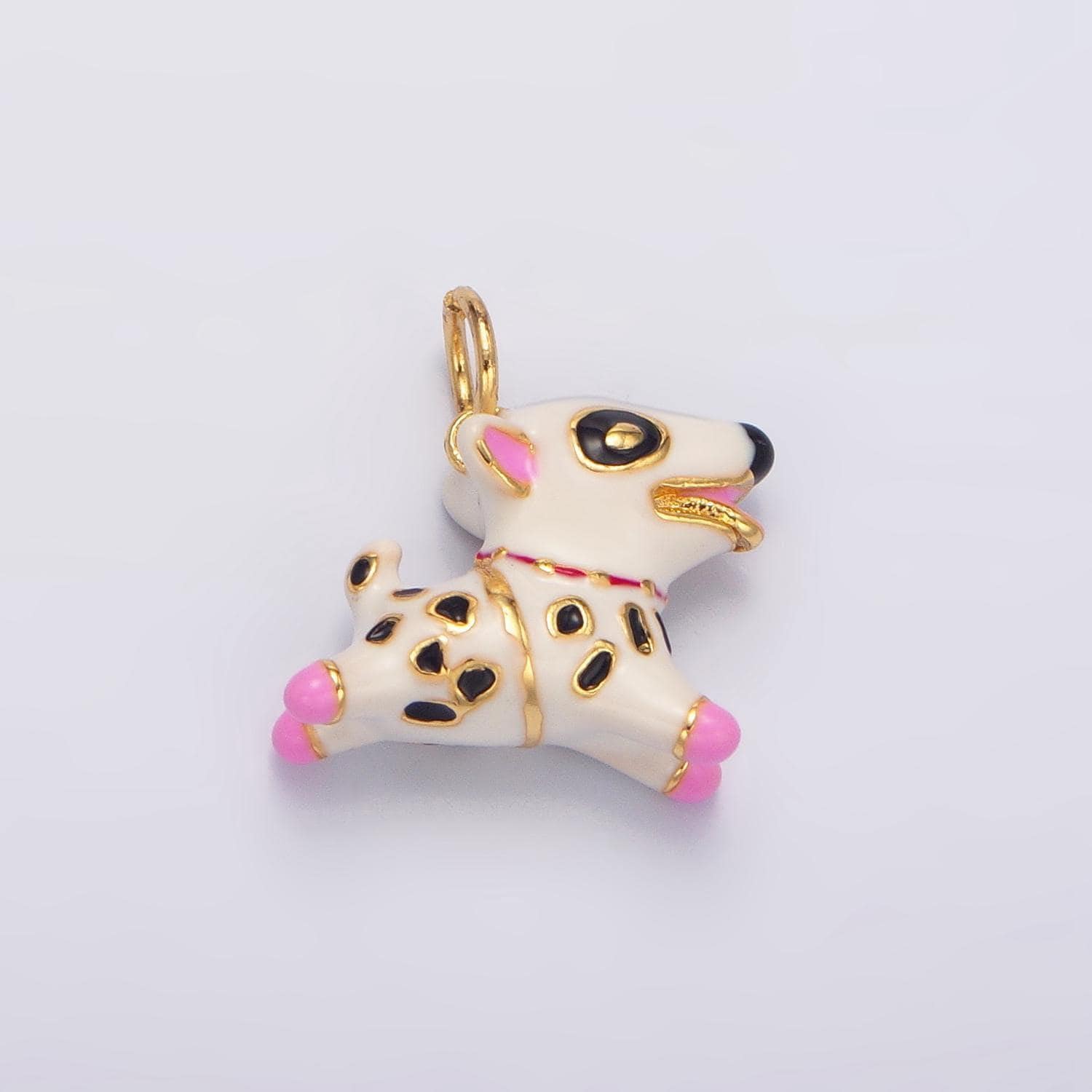 3d 14k gold filled multicolor enamel dog animal bull charm | w062