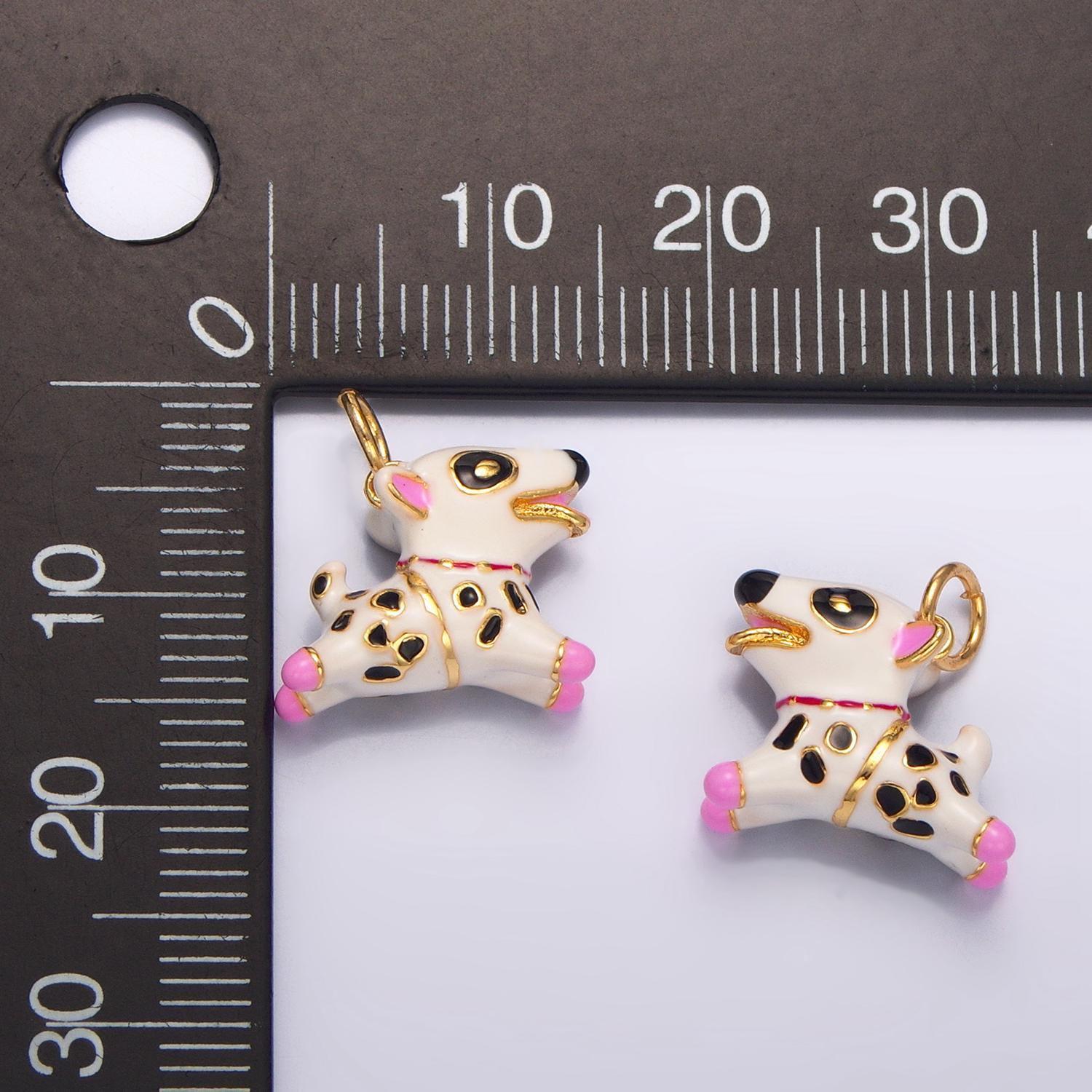 3d 14k gold filled multicolor enamel dog animal bull charm | w062