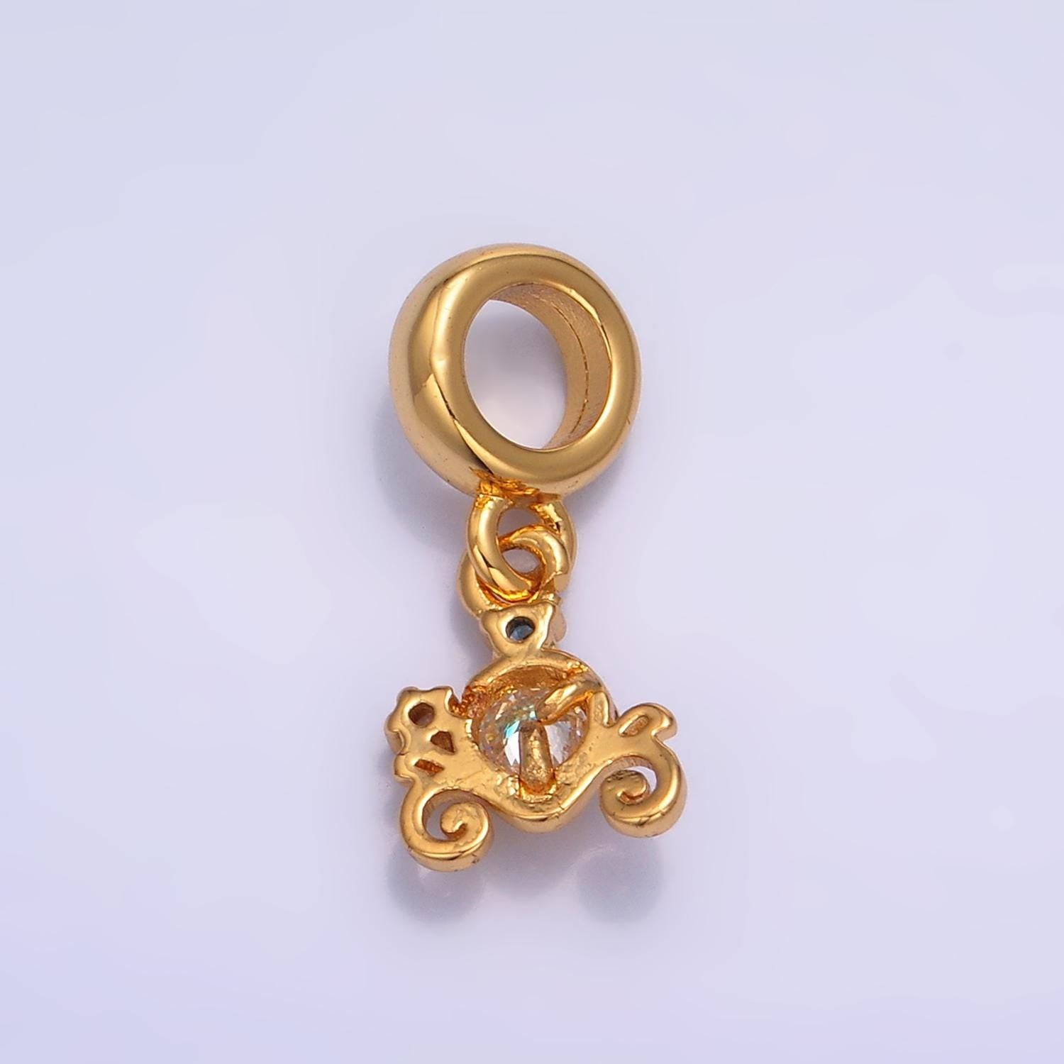 Mini pumpkin carriage pendant in gold fairytale inspired diy kids fashion charm add on necklace bracelet earring w407