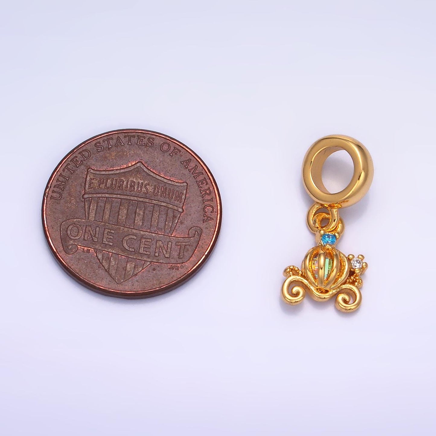 Mini pumpkin carriage pendant in gold fairytale inspired diy kids fashion charm add on necklace bracelet earring w407