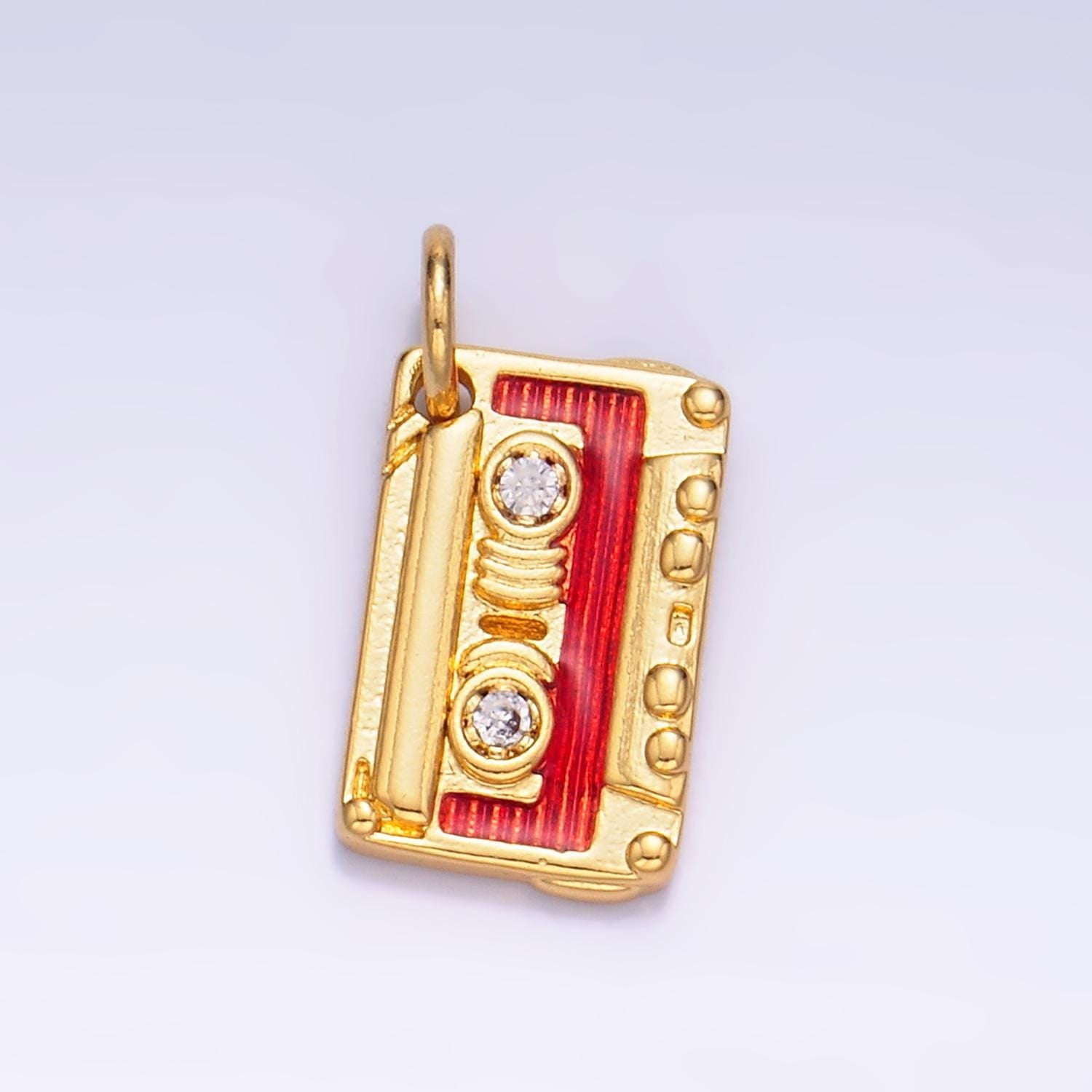 24k gold filled Cassette Tape charm pendant retro boombox charm necklace gift idea gold charm for bracelet necklace W406