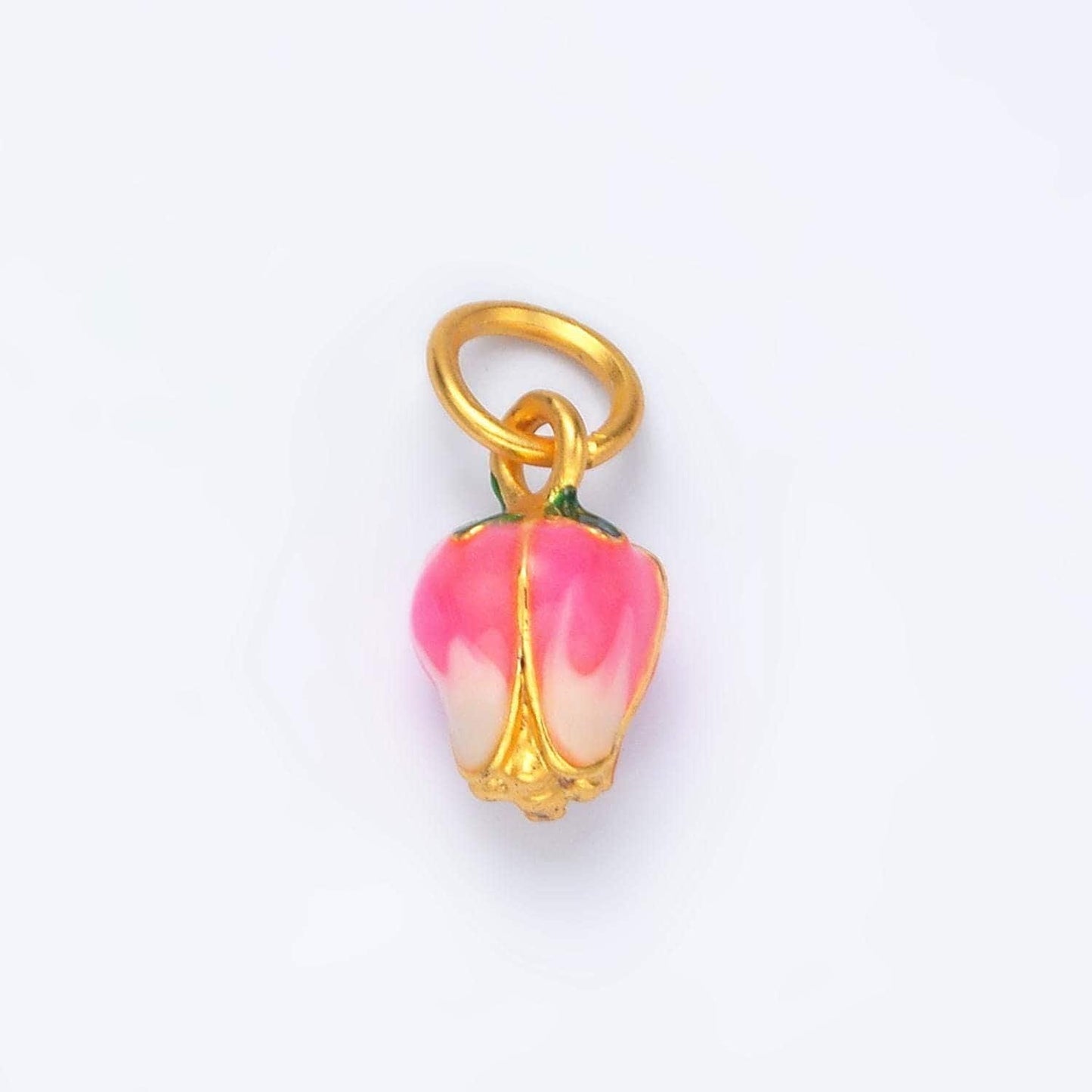 24k gold filled pink upside-down tulip mini floral charm | m-154