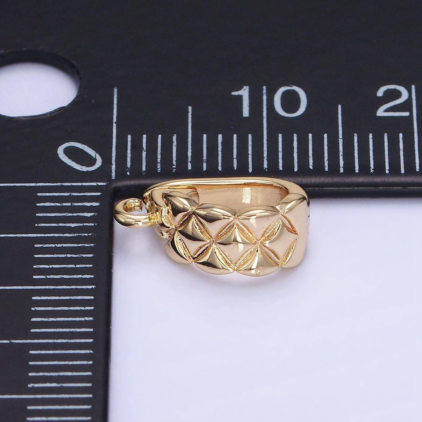 14k gold filled 13mm quilted snap latch bail findings charm enhancer for necklace jewelry making supply | z-701