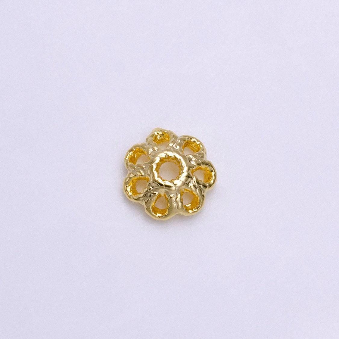 6mm gold filled flower bead cap, dainty floral bead toppers, bead making supply z-919