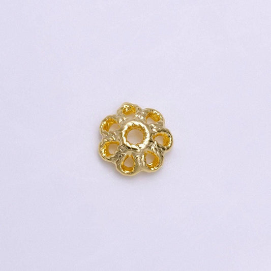 6mm gold filled flower bead cap, dainty floral bead toppers, bead making supply z-919