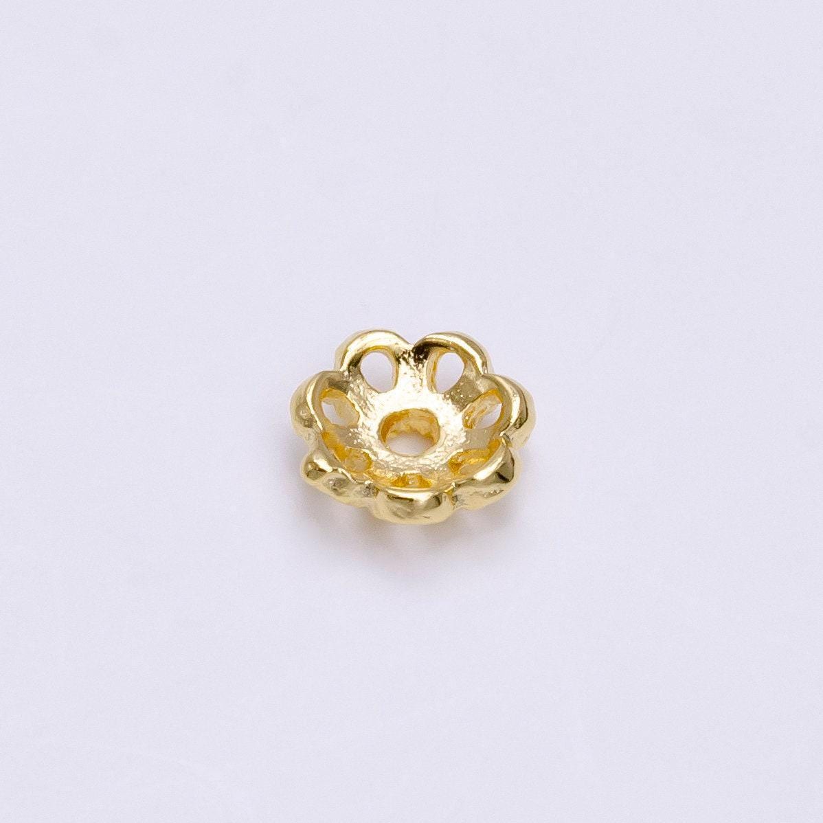 6mm gold filled flower bead cap, dainty floral bead toppers, bead making supply z-919