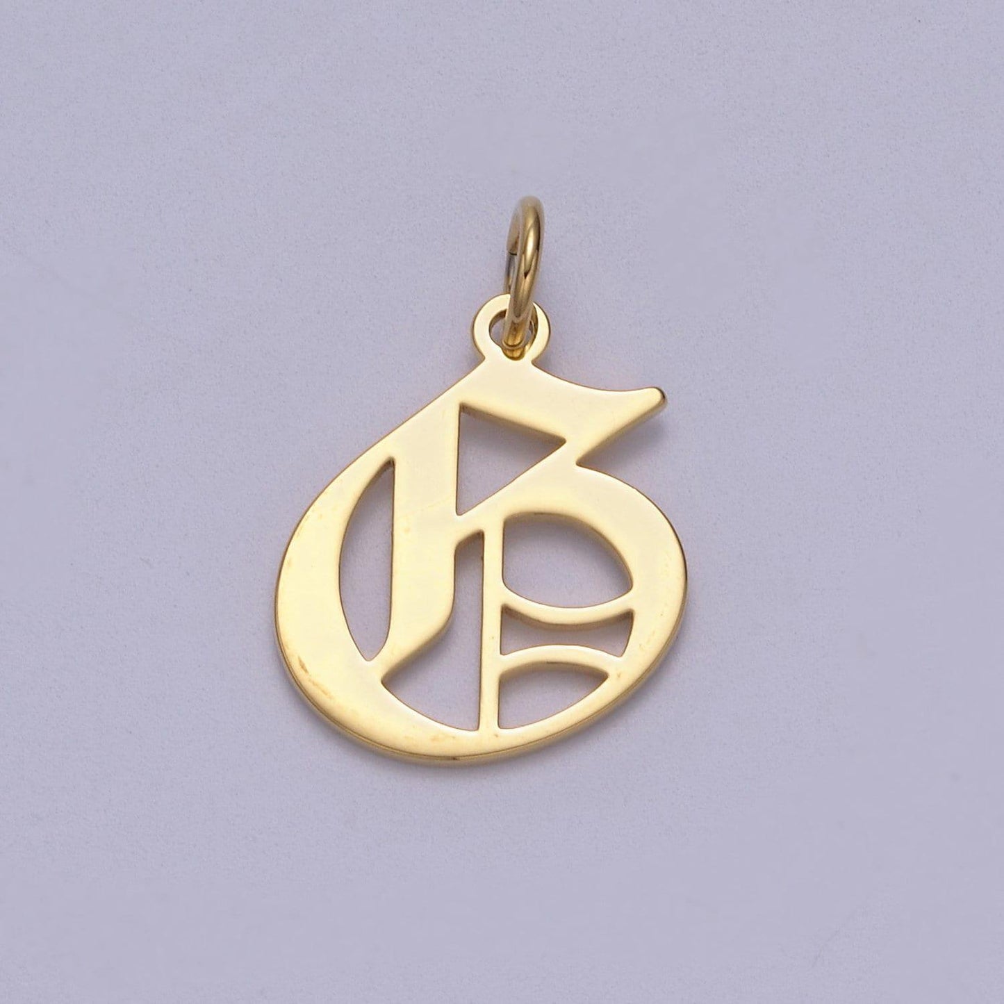 Gold filled charm personalized gothic initial letter charm necklace old english font style, delicate initial necklace for women men