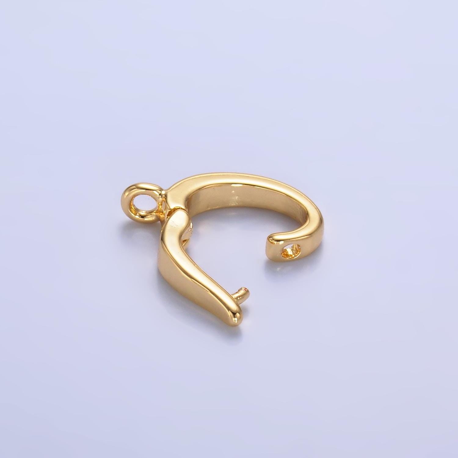 Gold Removable Bail Charm Pendant Enhancer Clasp, Pendant Bail Clasp for Bracelet Necklace Supply Component Z-1046