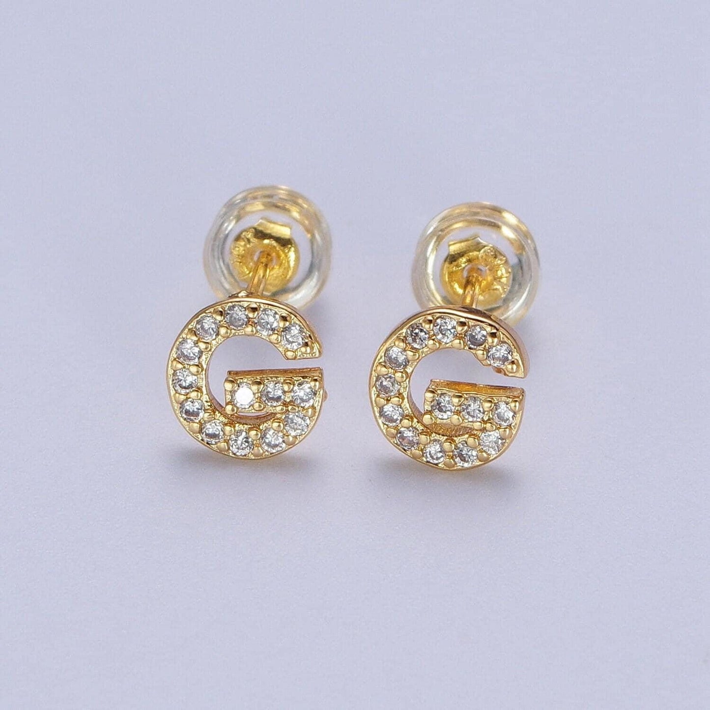 1 pair 14k gold filled cz diamond stud earrings fashion alphabet letter initial earring tiny hypoallergenic studs dainty earring for gift