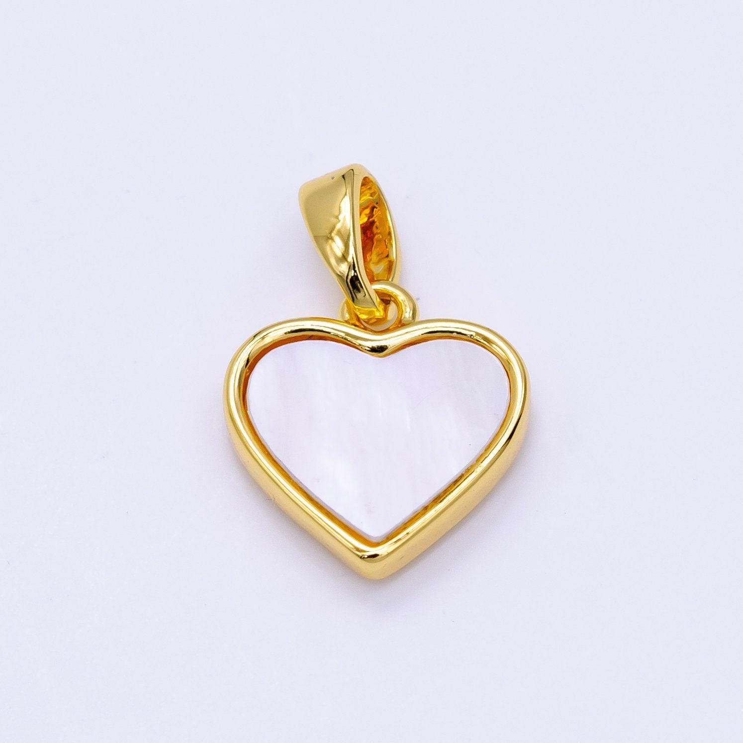 Shell pearl mini heart charm in 24k gold filled pendant for valentine jewelry gift idea making aa1296