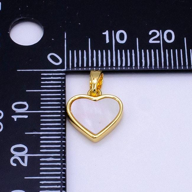 Shell pearl mini heart charm in 24k gold filled pendant for valentine jewelry gift idea making aa1296