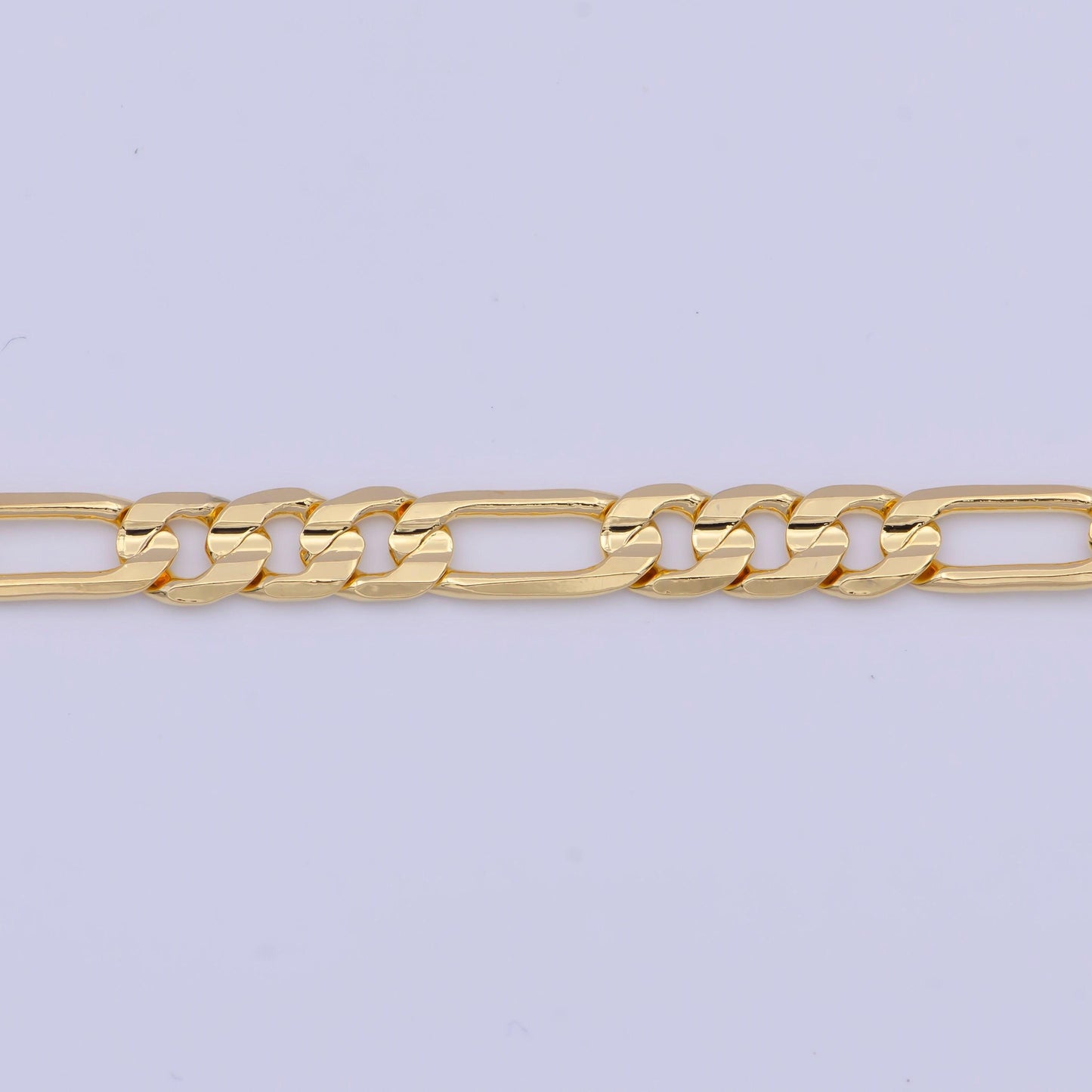 5.1mm wide gold figaro link necklace, 24k gold plated 17.8" figaro chain ready to wear necklace | wa-1120