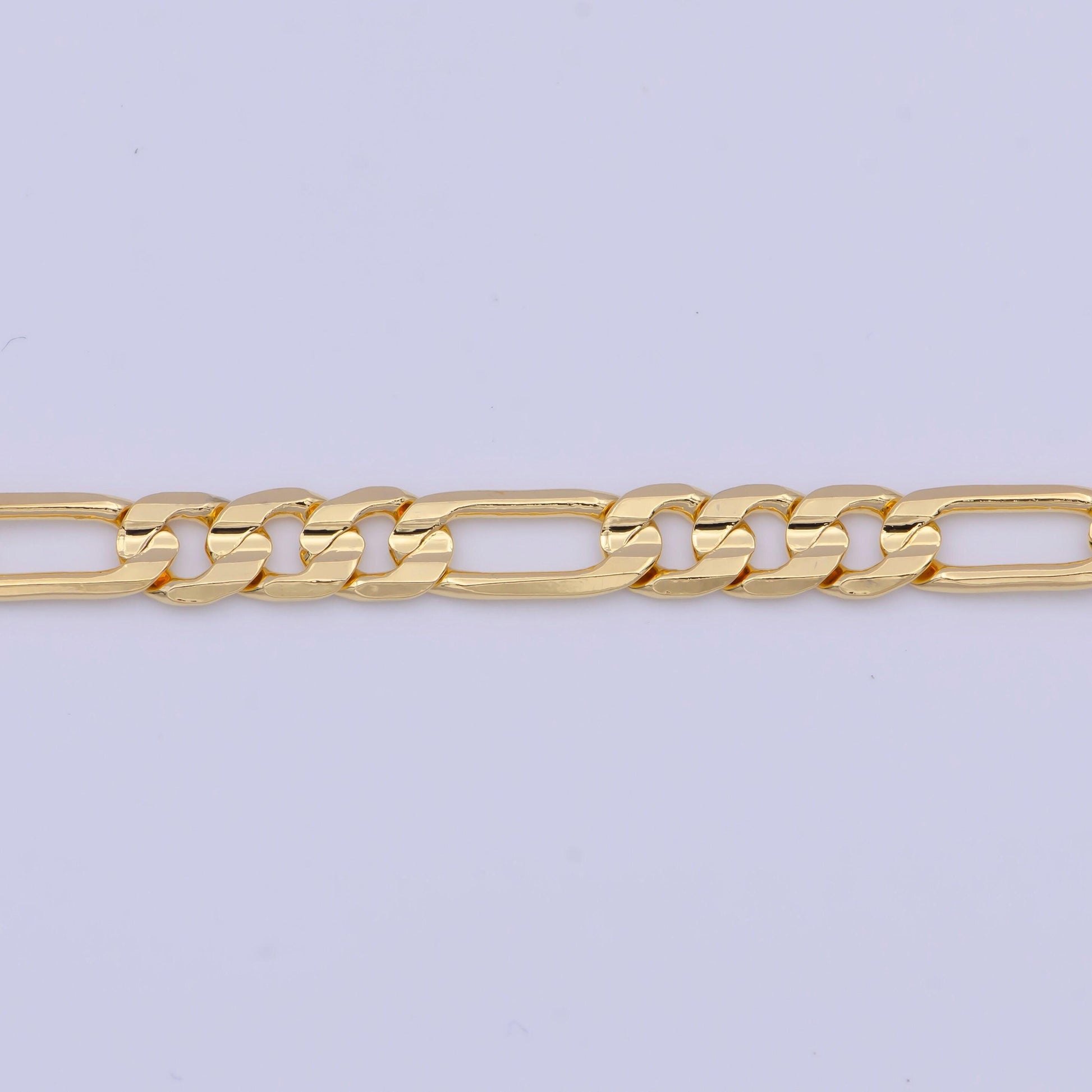 5.1mm wide gold figaro link necklace, 24k gold plated 17.8" figaro chain ready to wear necklace | wa-1120