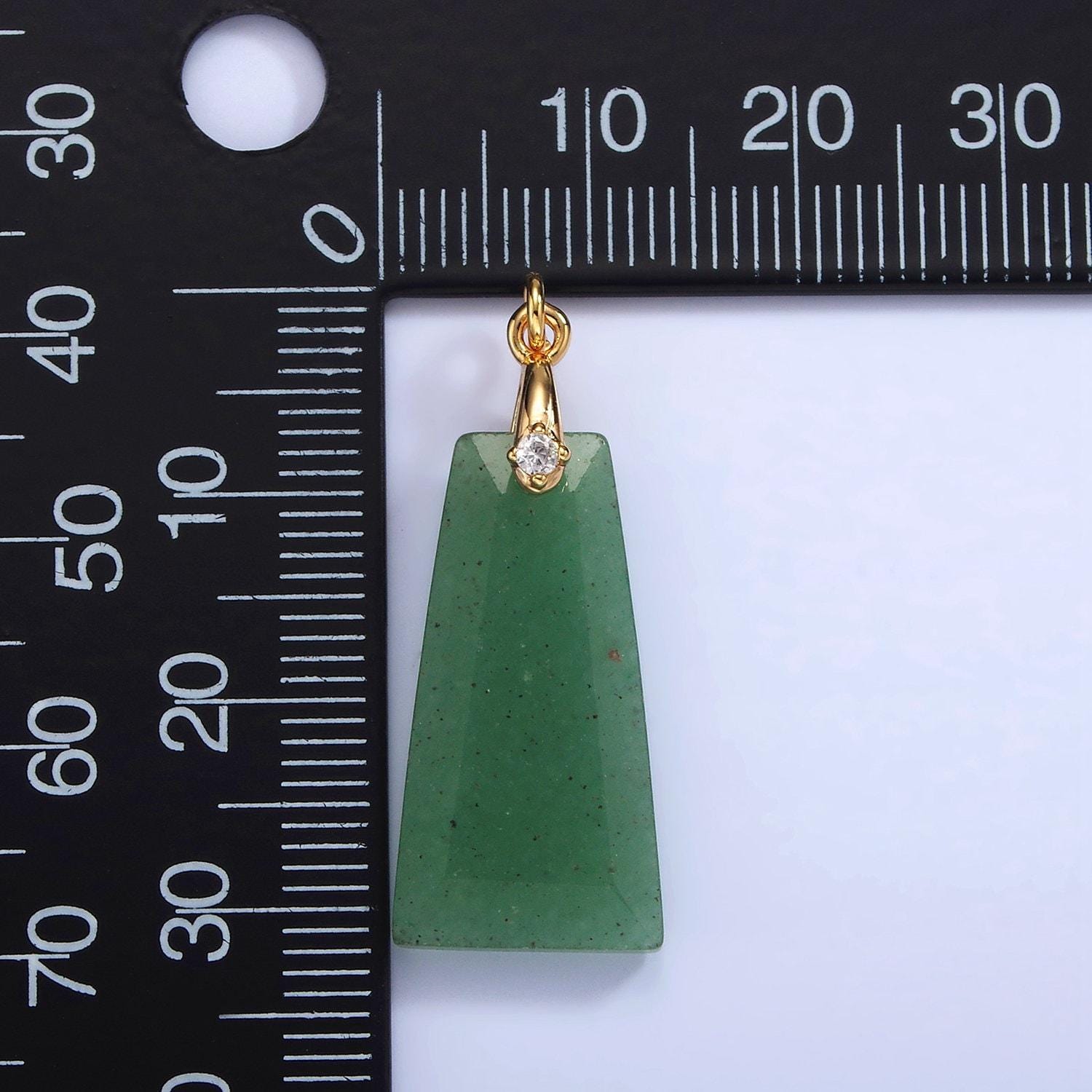 14k gold filled charm natural gemstone howlite amethyst rose quartz labradorite tiger eye triangle cz bail pendant | ag324 - ag332