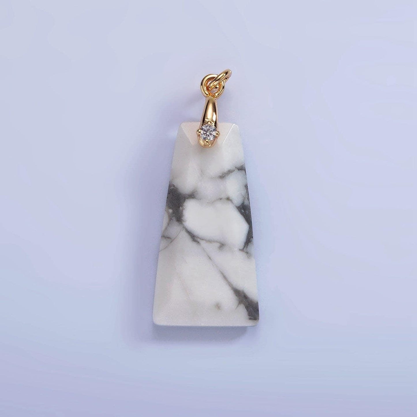 14k gold filled charm natural gemstone howlite amethyst rose quartz labradorite tiger eye triangle cz bail pendant | ag324 - ag332