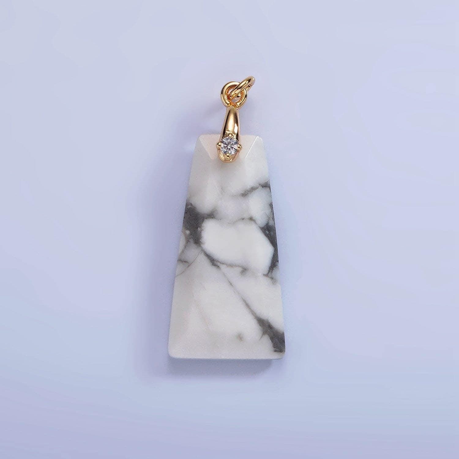 14k gold filled charm natural gemstone howlite amethyst rose quartz labradorite tiger eye triangle cz bail pendant | ag324 - ag332