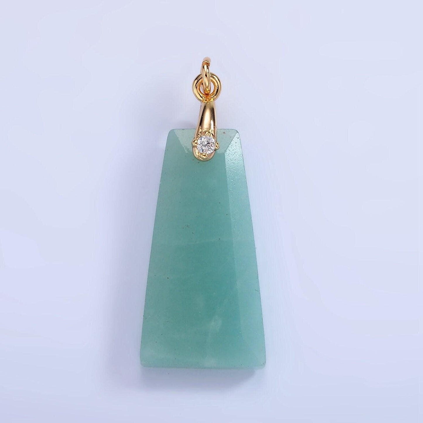 14k gold filled charm natural gemstone howlite amethyst rose quartz labradorite tiger eye triangle cz bail pendant | ag324 - ag332