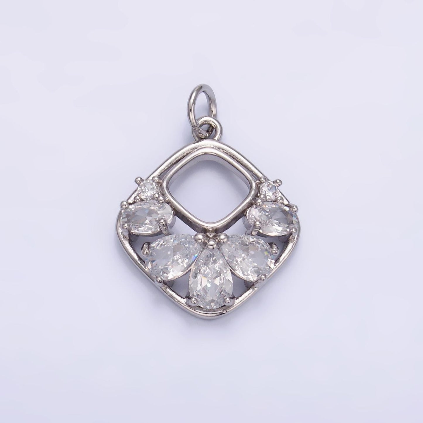 24K Gold Filled Rhombus Diamond Micro Pave CZ Teardrop Stones Pendant, Dainty Micro Pave Diamond Charm for Necklace Bracelet Earring | W409