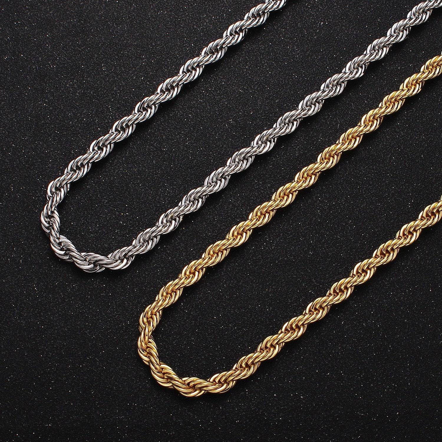 Thick gold rope chain for men, 14k gold filled rope chain men gold necklace 5.5mm thick 17 inch , 19.5 inch wa1528