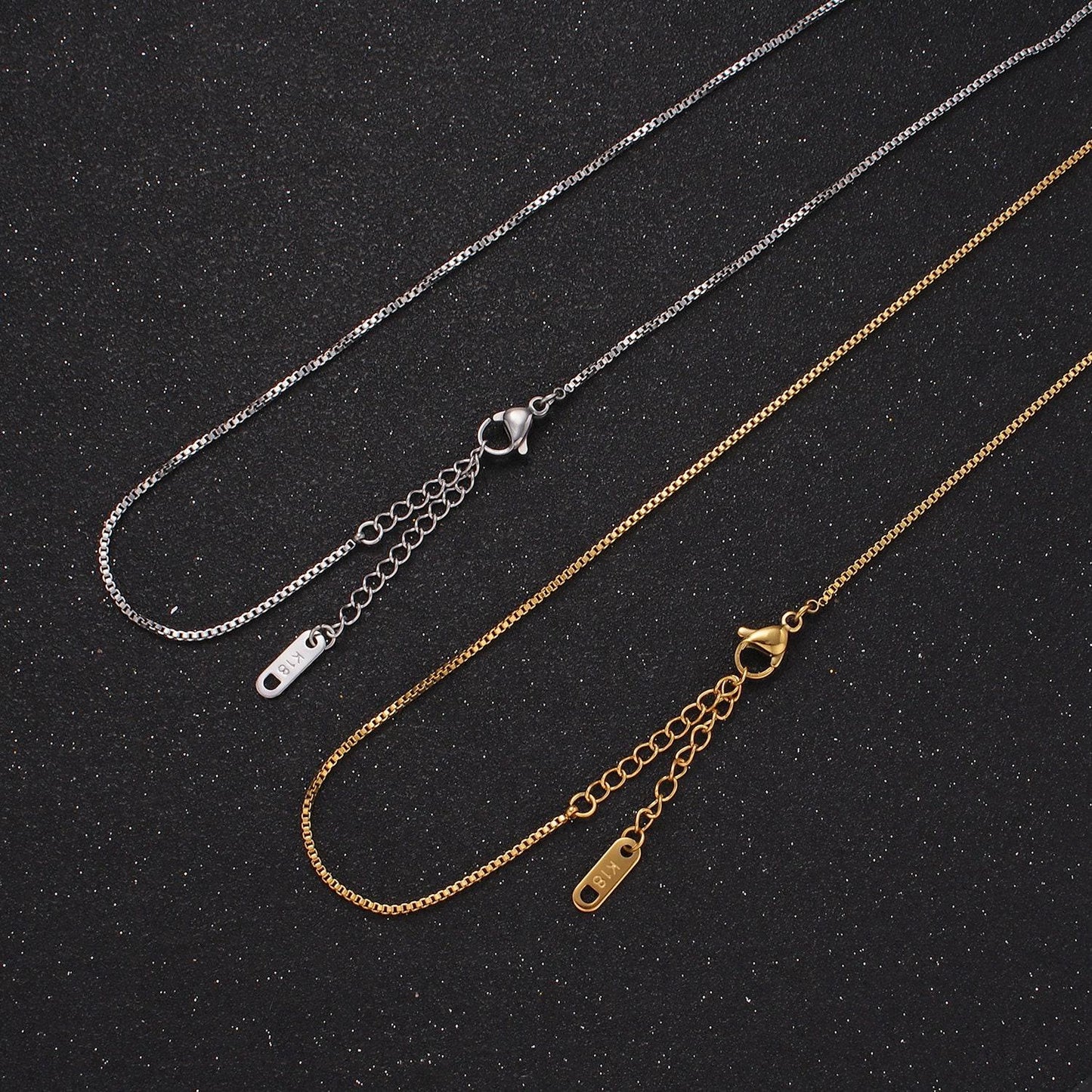 Waterproof box style chain necklace for men men's stainless steel necklace gold silver necklace for men jewelry 18 inch wa2482