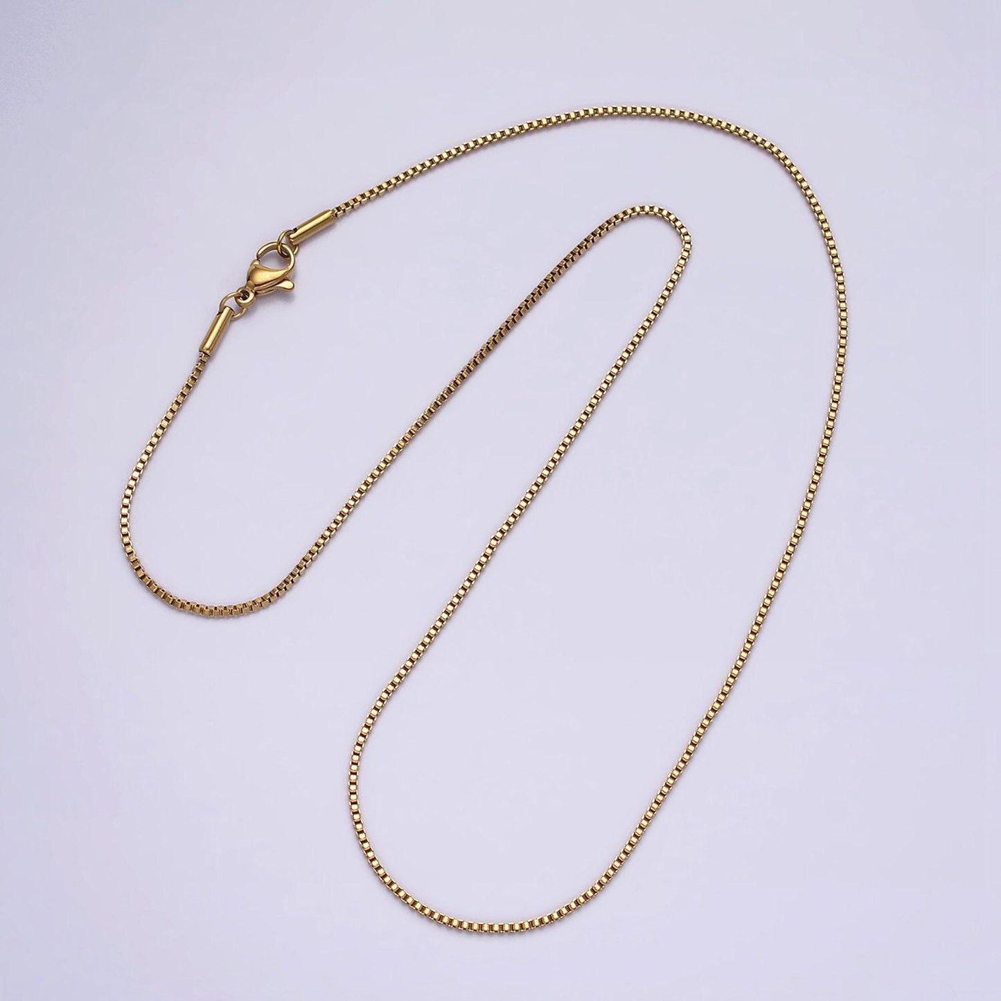 Stainless steel 1.1mm dainty box 17.72 inch layering princess chain necklace | wa-2023
