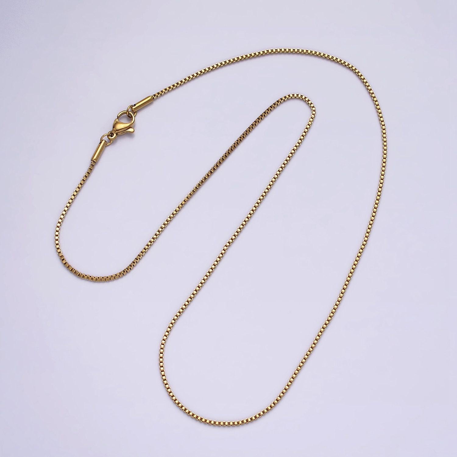 Stainless steel 1.1mm dainty box 17.72 inch layering princess chain necklace | wa-2023