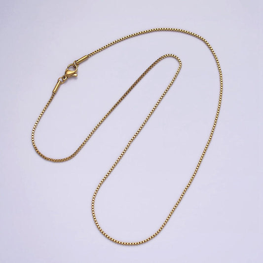 Stainless steel 1.1mm dainty box 17.72 inch layering princess chain necklace | wa-2023