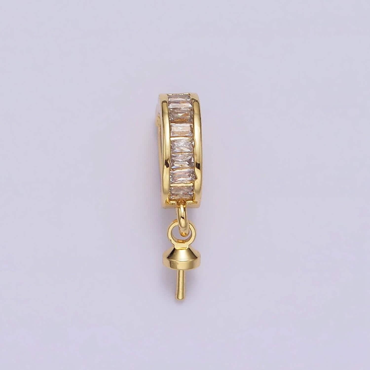 14k gold filled peg bail caps for half drilled pearls and beads cz bail charm jewelry findings supplies z470