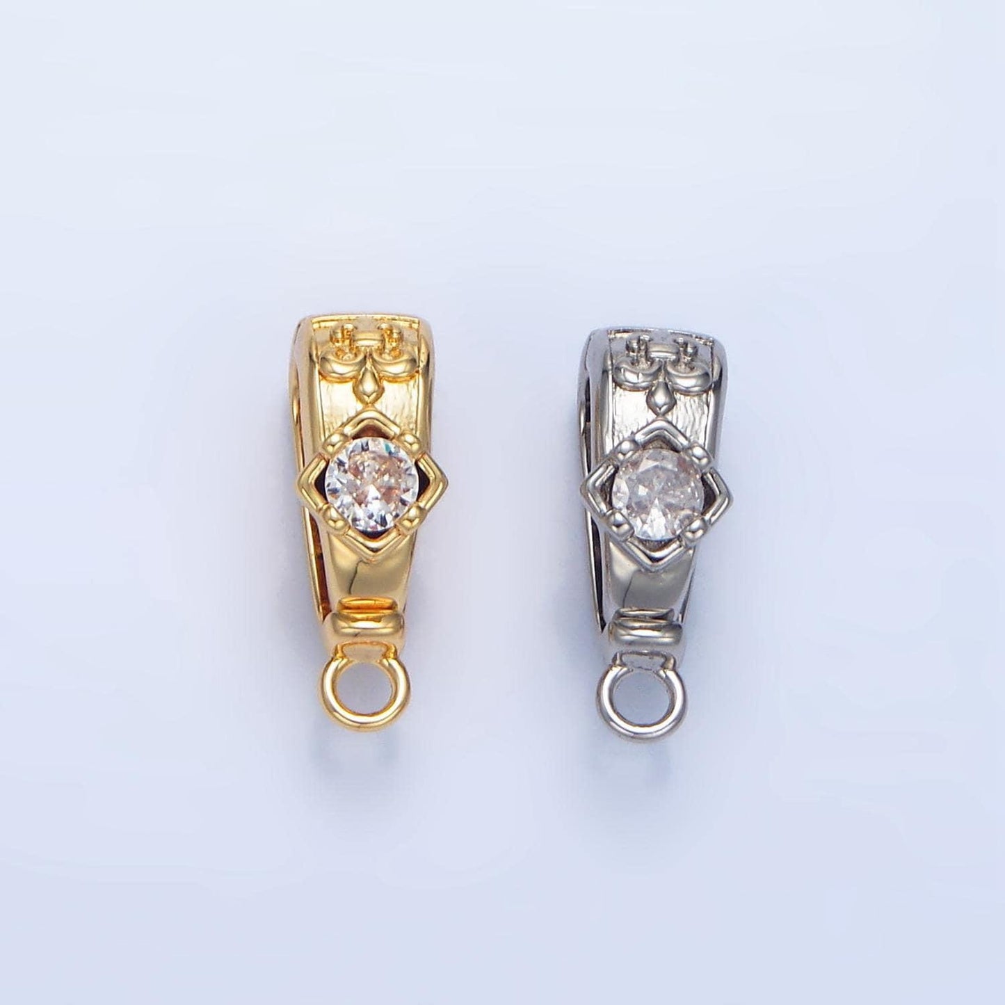 14k gold filled hinged pull clasp charm bail necklace enhancer cz bail enhancer snap bail clasp charm with loop for charm bar supply z972