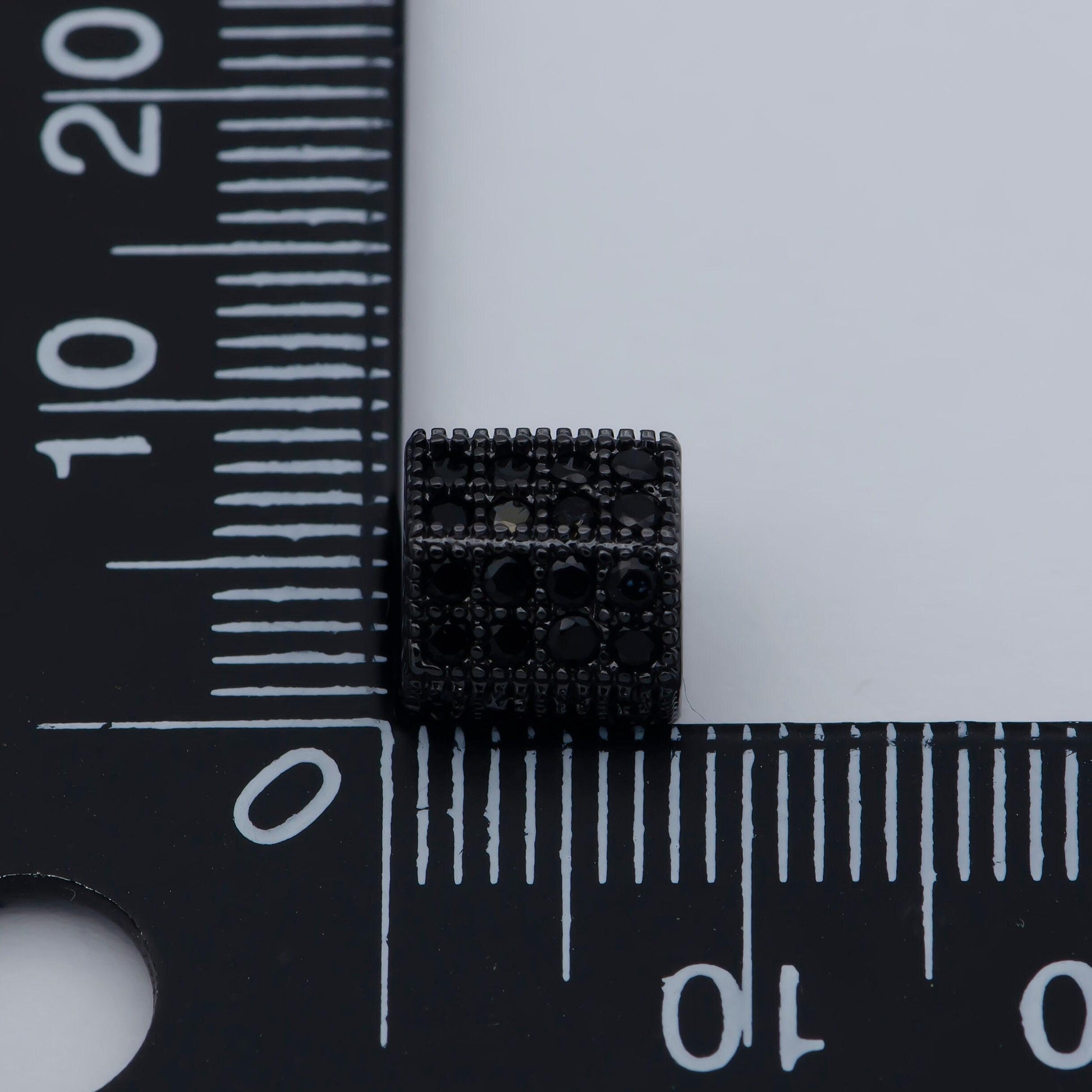8mm black cz pave on black large hole hexagon tube spacer beads, cubic zirconia tube space beads, men's jewelry findings