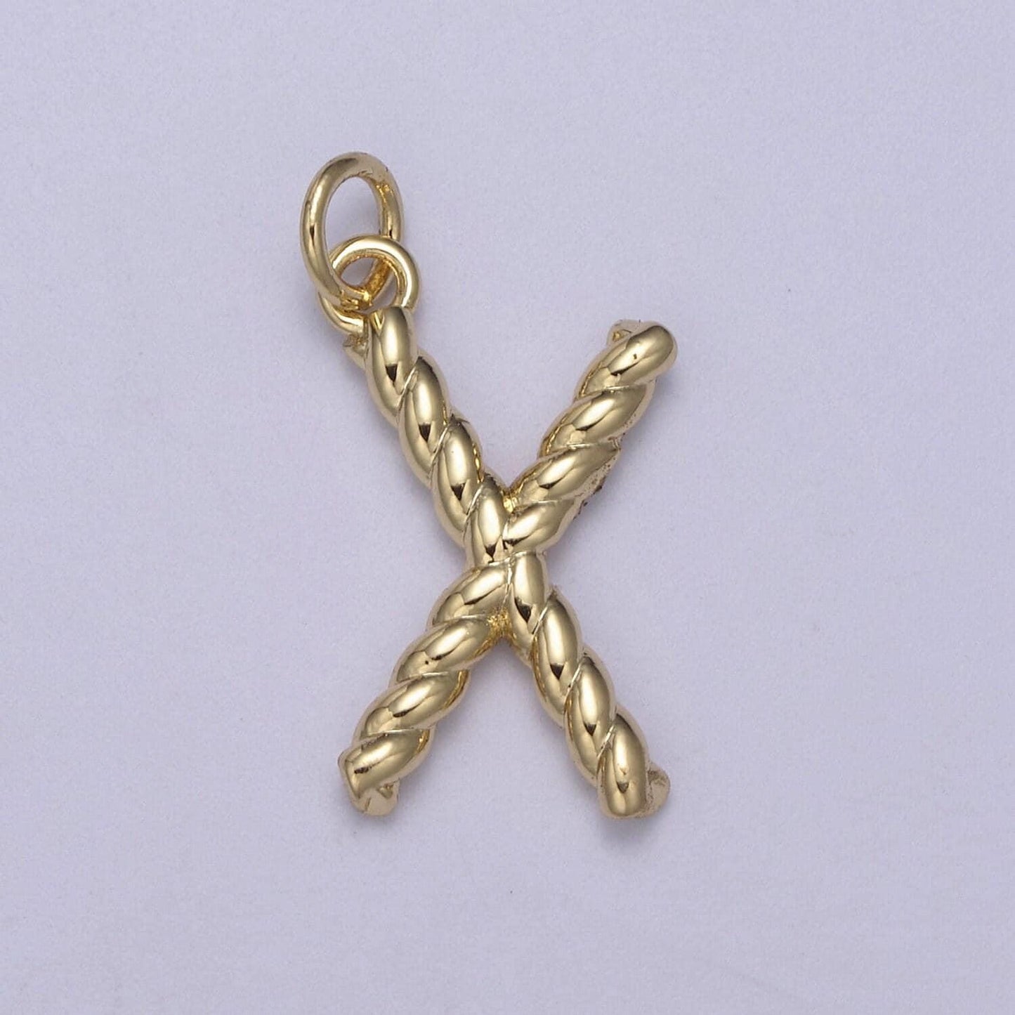 Dainty 14k gold filled tiny twisted initial, letter alphabet rope charms mini gold pendant charm for personalized jewelry a-351~a-363
