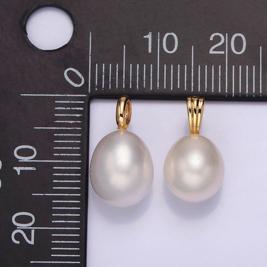 Dainty shell pearl oval potato pearl charms pendant approx 10mm for bracelet necklace component p1613