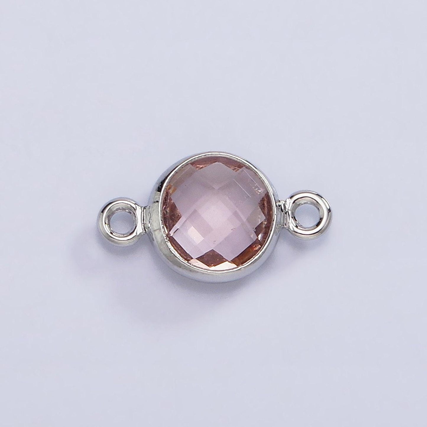 Mini silver cubic zirconia link connector color faceted crystal charm connector 6mm birthstone link connector g-730 - g-741