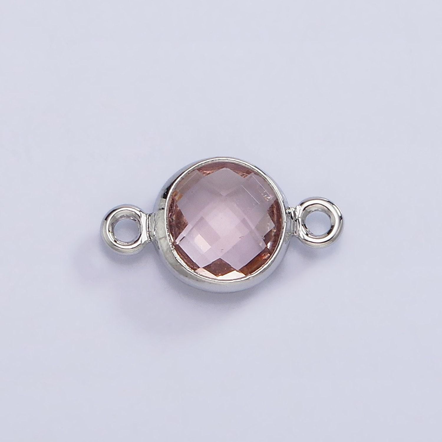 Mini silver cubic zirconia link connector color faceted crystal charm connector 6mm birthstone link connector g-730 - g-741