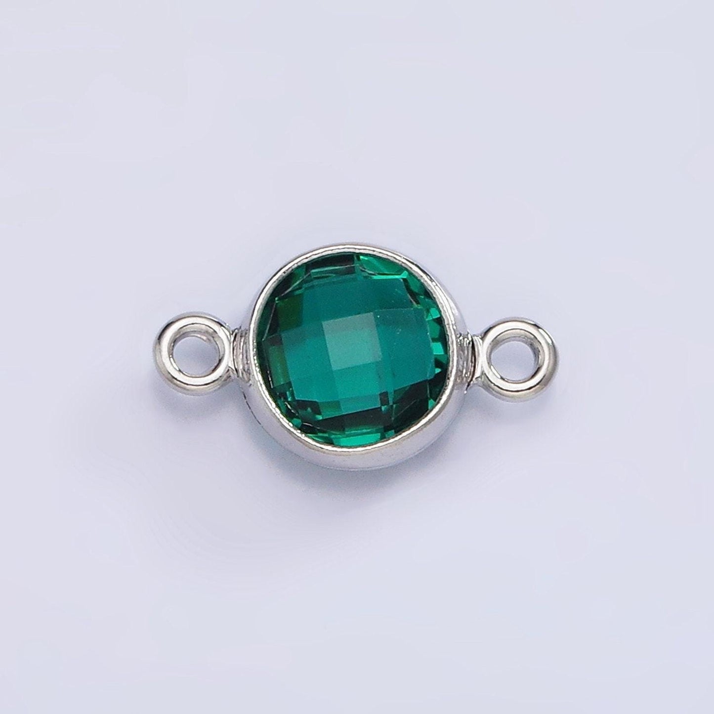 Mini silver cubic zirconia link connector color faceted crystal charm connector 6mm birthstone link connector g-730 - g-741