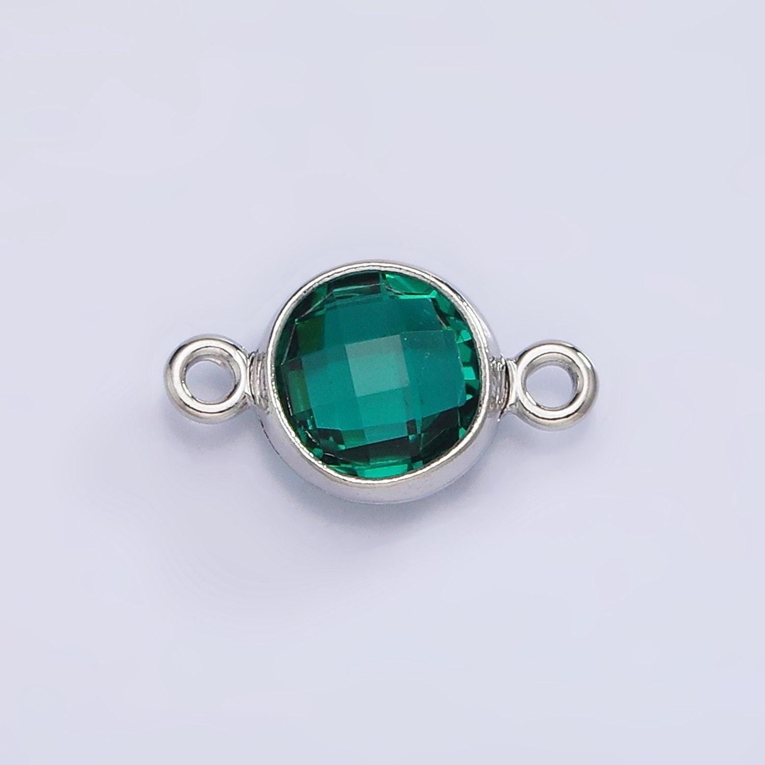 Mini silver cubic zirconia link connector color faceted crystal charm connector 6mm birthstone link connector g-730 - g-741
