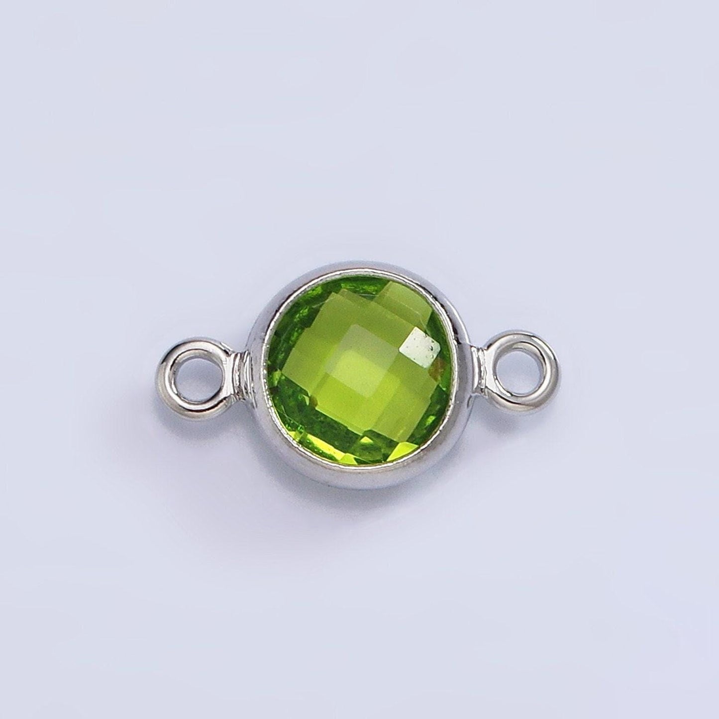 Mini silver cubic zirconia link connector color faceted crystal charm connector 6mm birthstone link connector g-730 - g-741