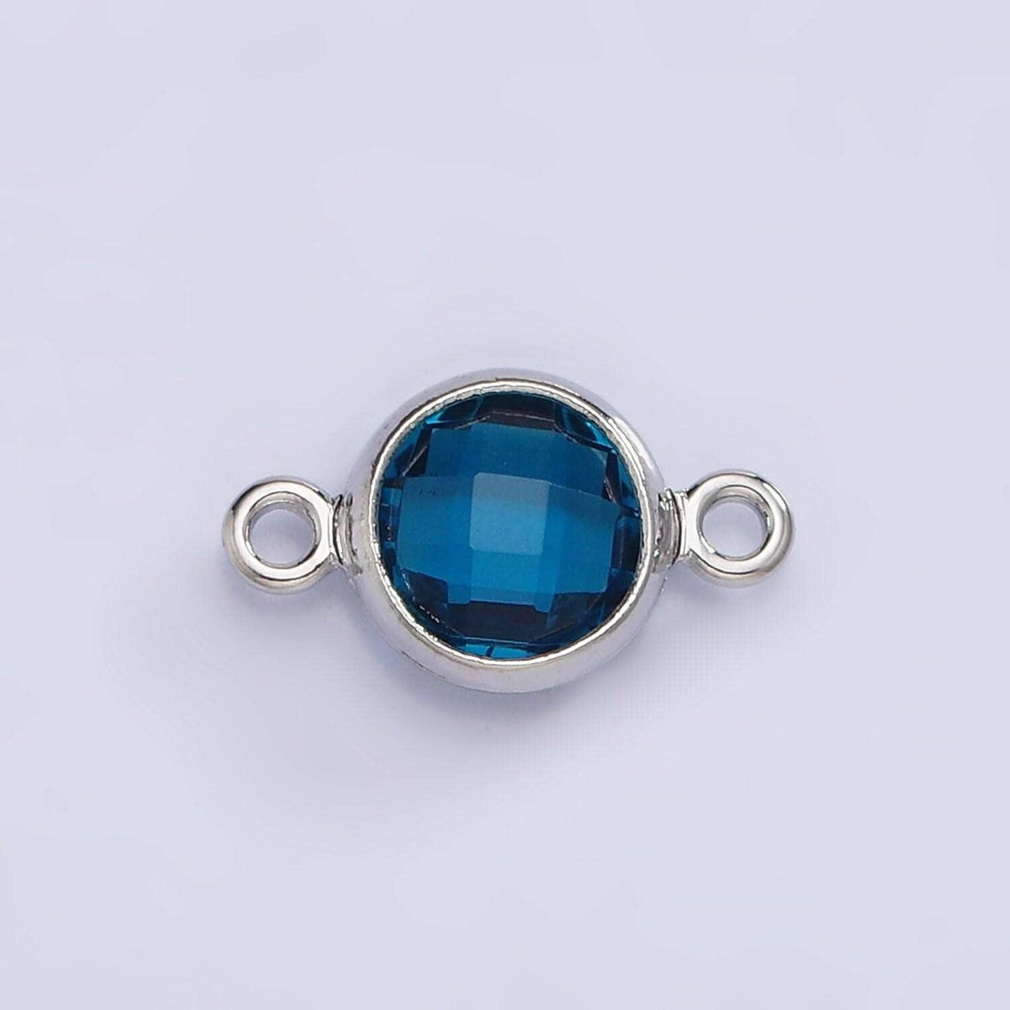 Mini silver cubic zirconia link connector color faceted crystal charm connector 6mm birthstone link connector g-730 - g-741