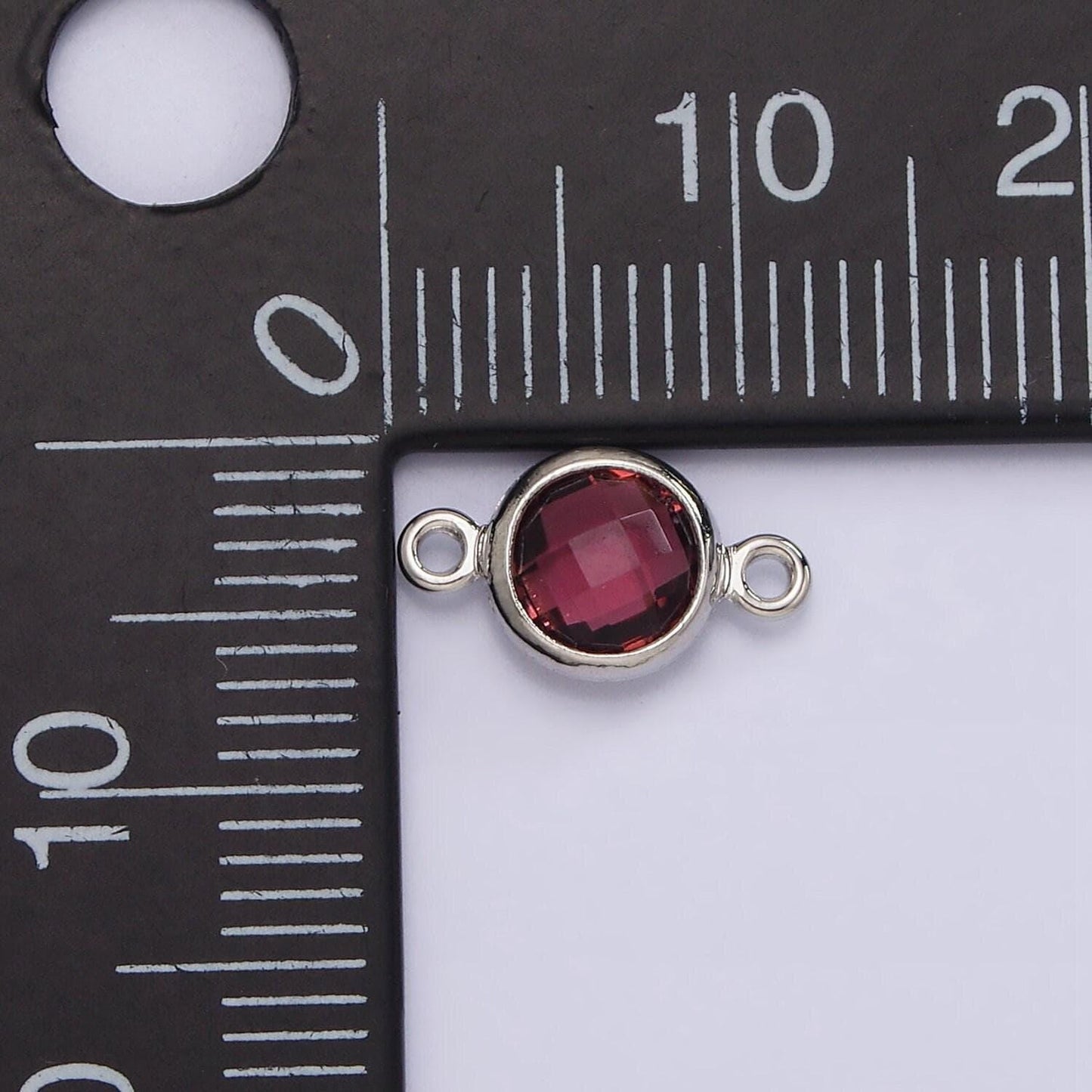Mini silver cubic zirconia link connector color faceted crystal charm connector 6mm birthstone link connector g-730 - g-741