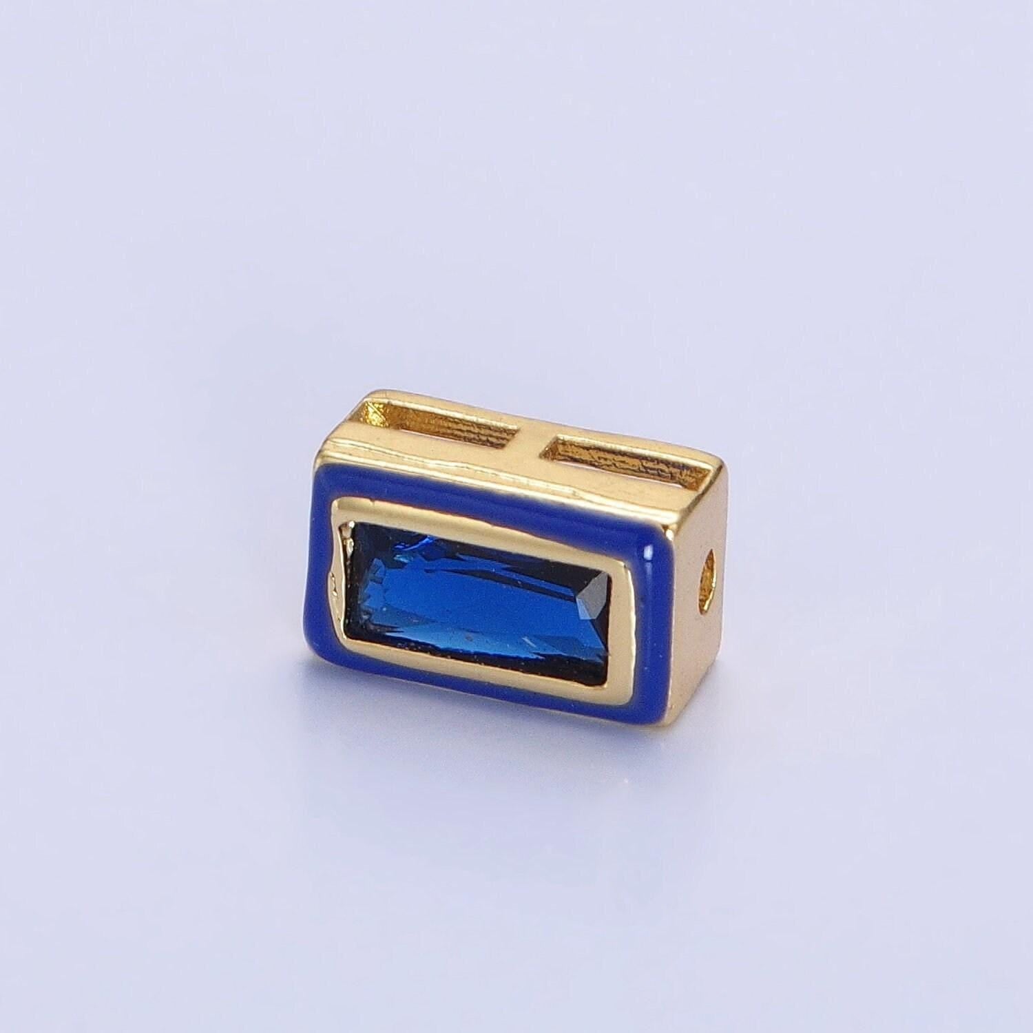 Cubiz zirconia square - enamel rectangle cz geometric beads gold beads spacer for bracelet necklace supply b-174 - b-175