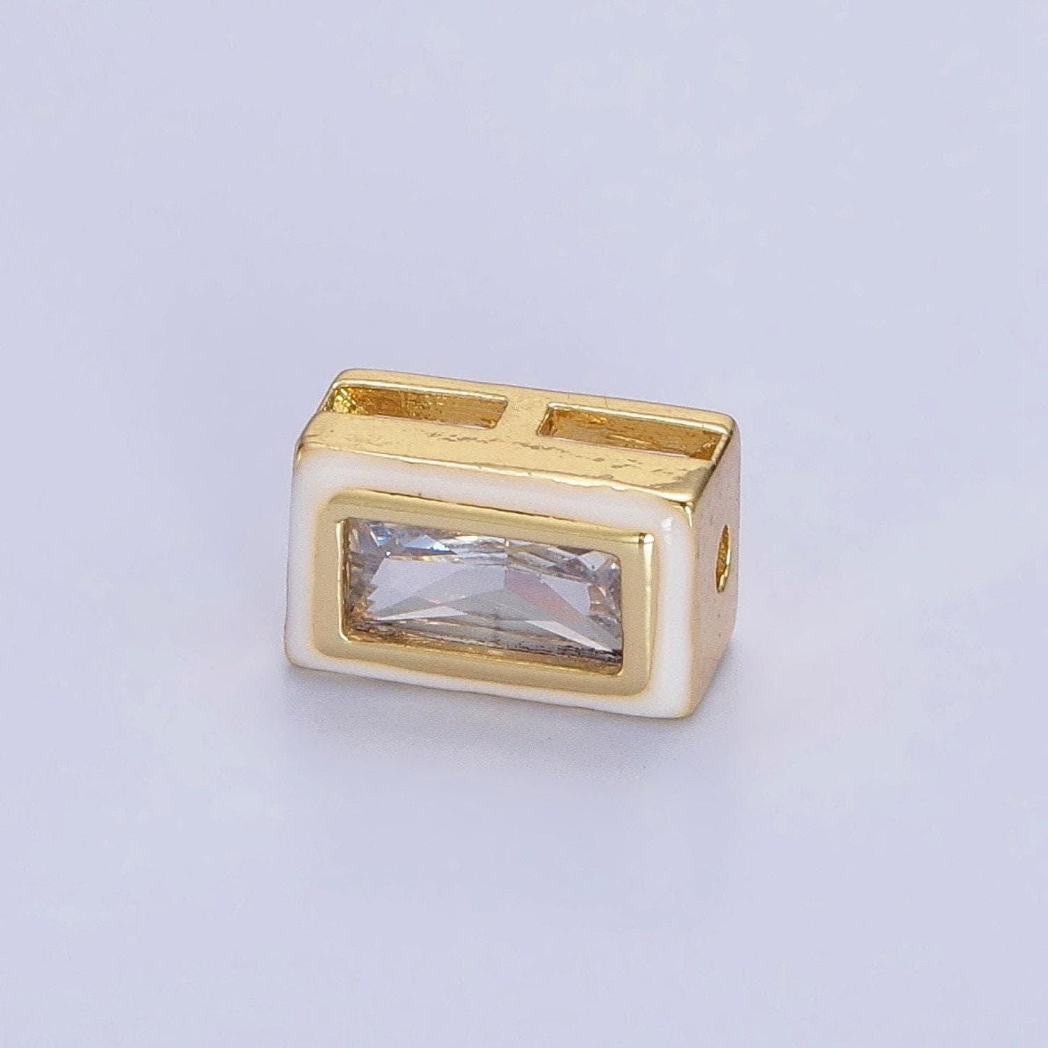 Cubiz zirconia square - enamel rectangle cz geometric beads gold beads spacer for bracelet necklace supply b-174 - b-175