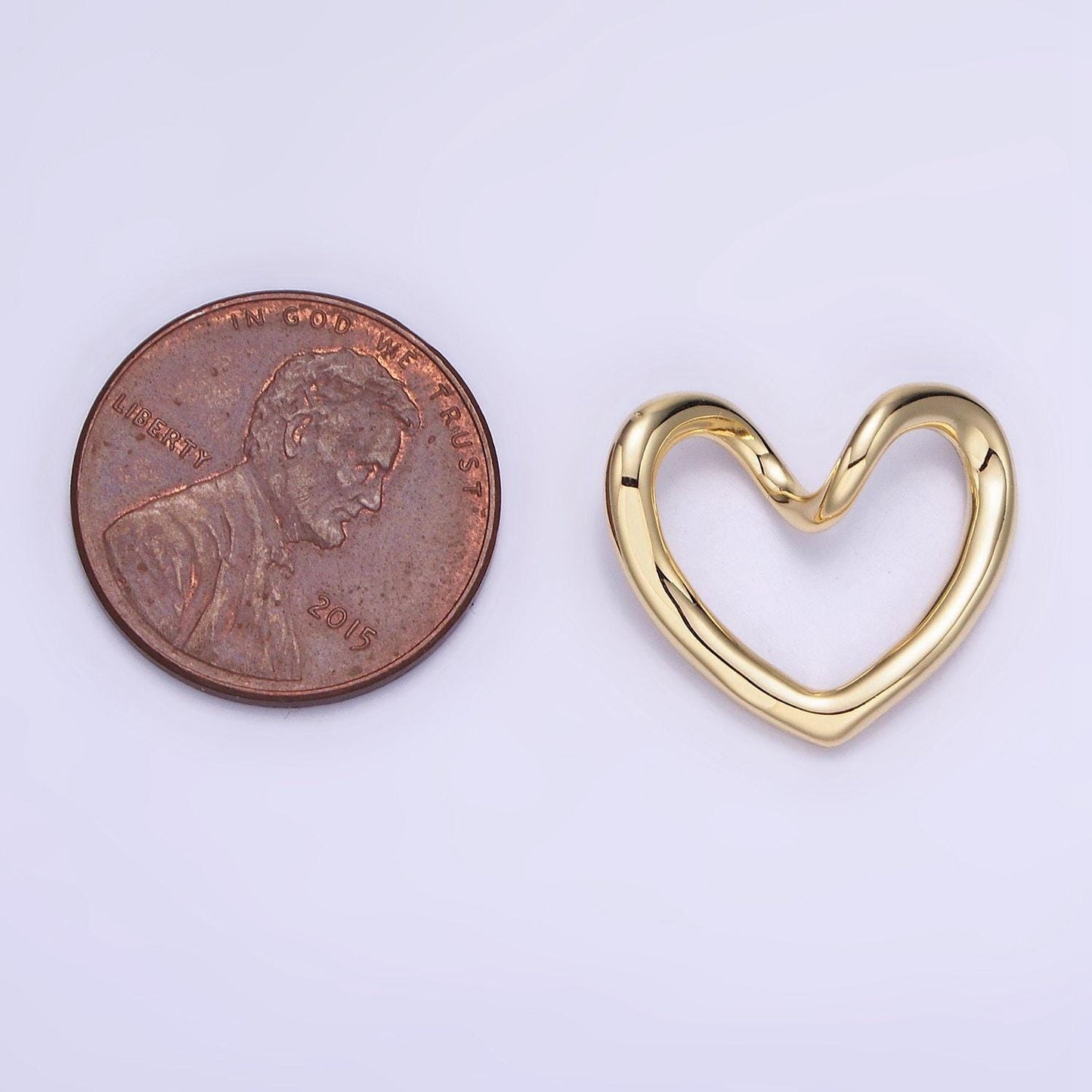 Mini gold open heart charm z712