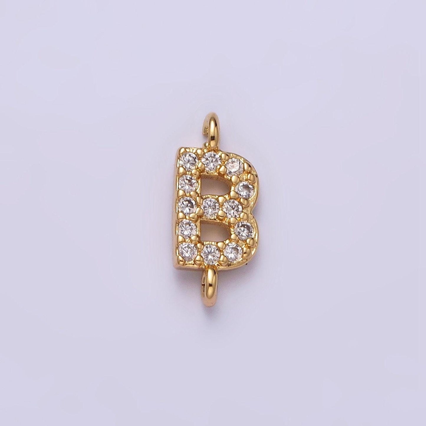 Mini cz sideway initial charm connector gold letter dainty name necklace link connector for personalized jewelry supply bracelet necklace