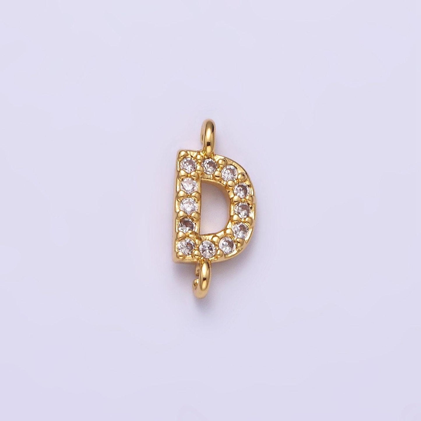 Mini cz sideway initial charm connector gold letter dainty name necklace link connector for personalized jewelry supply bracelet necklace