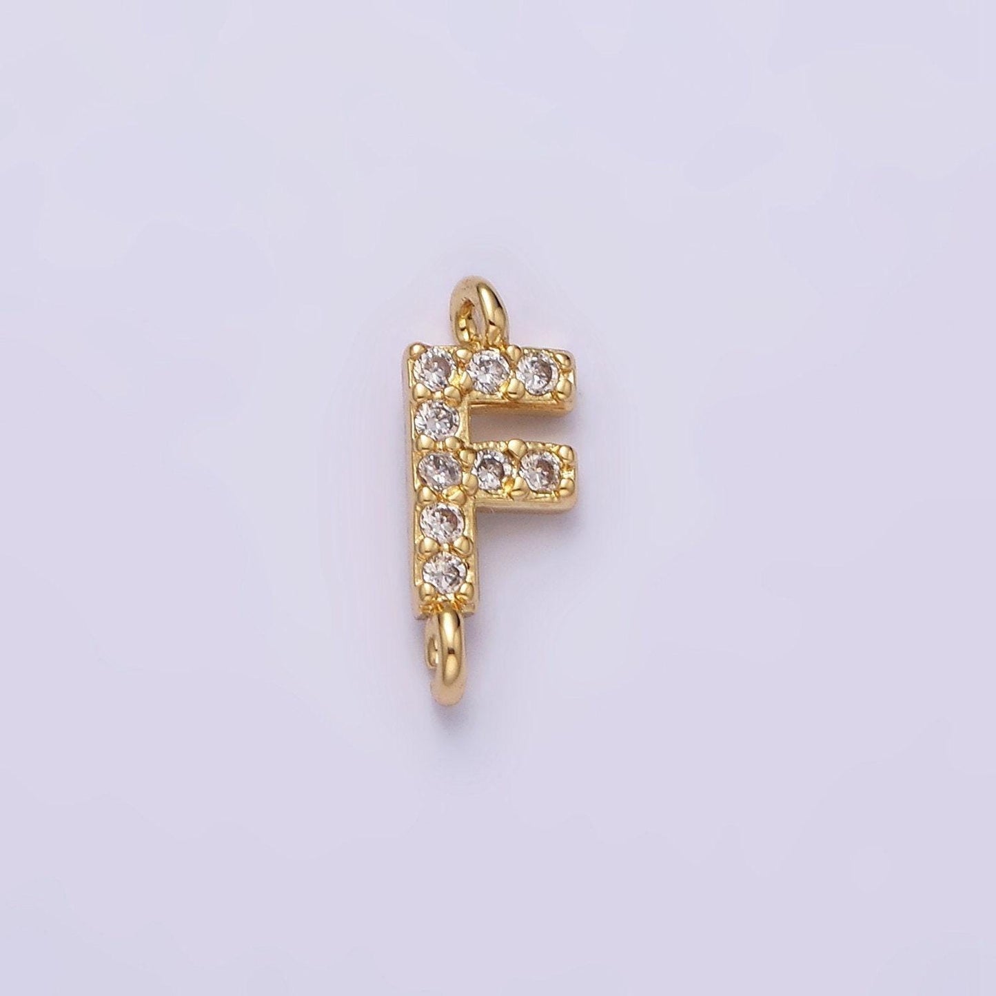 Mini cz sideway initial charm connector gold letter dainty name necklace link connector for personalized jewelry supply bracelet necklace