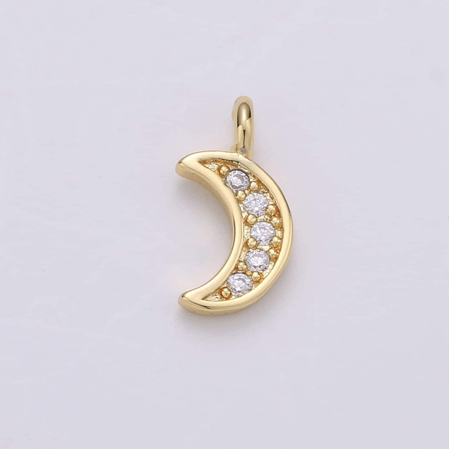 Tiny half moon pendant, moon charm, jewelry supplies dainty crescent moon charm for celestial jewelry making, chgf-23