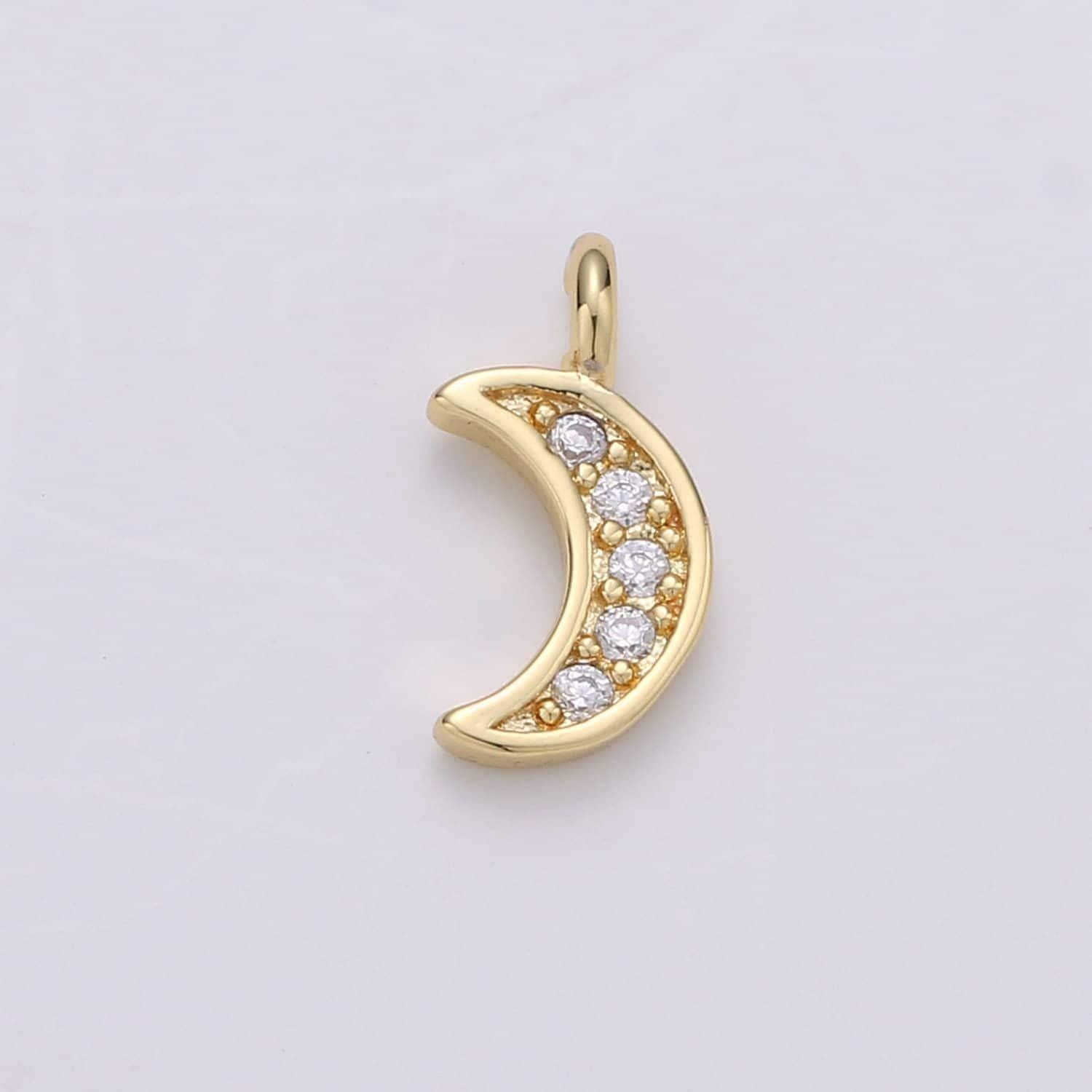 Tiny half moon pendant, moon charm, jewelry supplies dainty crescent moon charm for celestial jewelry making, chgf-23