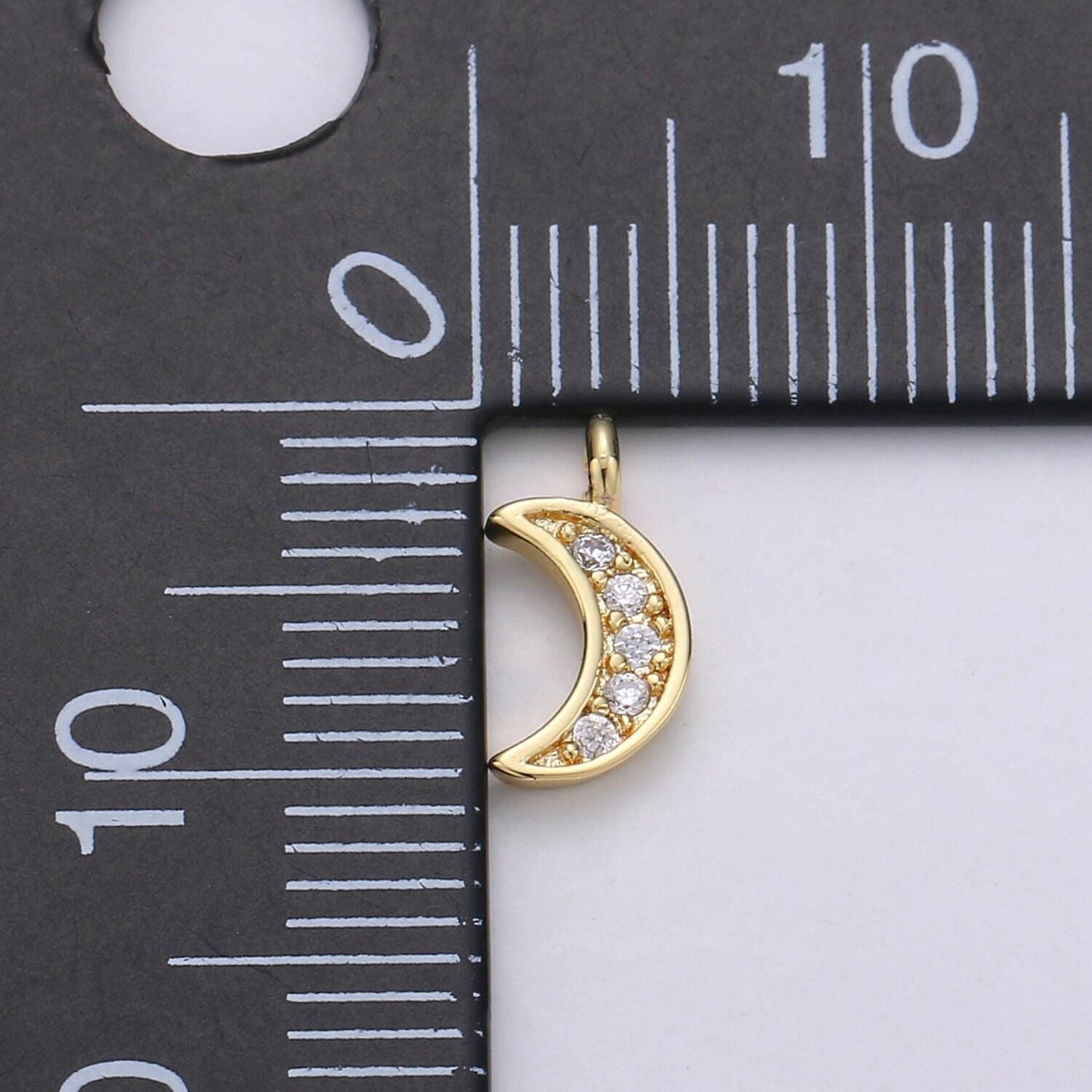 Tiny half moon pendant, moon charm, jewelry supplies dainty crescent moon charm for celestial jewelry making, chgf-23