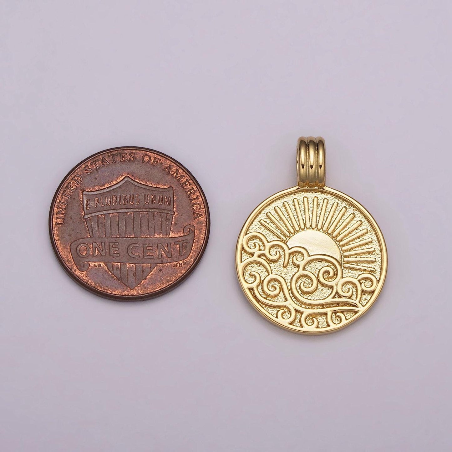 New element collection gold element charm fire wind earth ocean wave charm 24k gold filled medallion for necklace bracelet supply