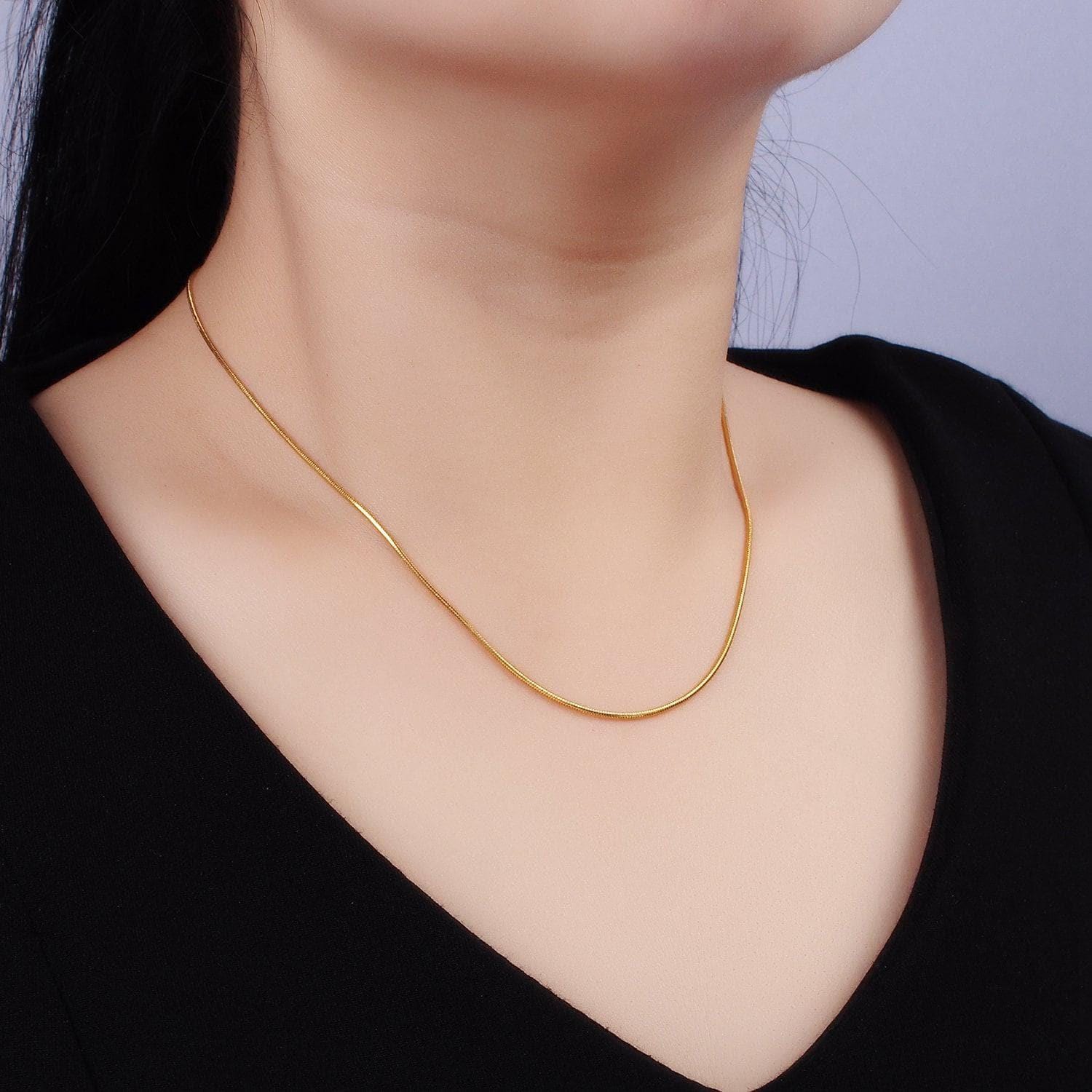 Adjustable necklace ready to wear 24k gold filled round snake chain necklace 18.5 inch dainty chain for jewelry making wa-2425